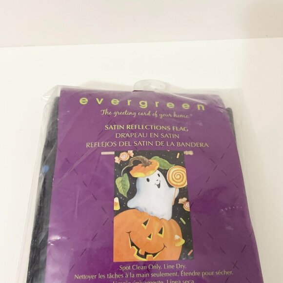 Evergreen Satin Reflections Flag Halloween Pumpkin Ghost 29" x 43" - Picture 12 of 16